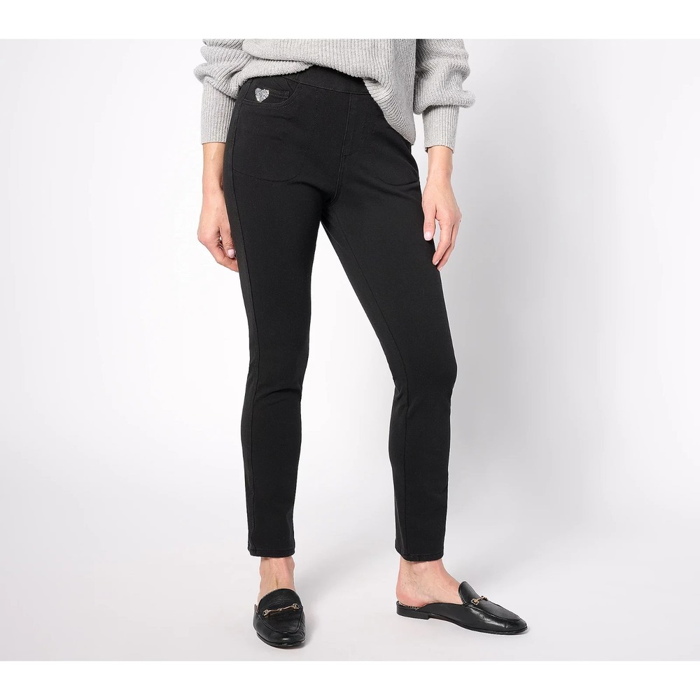 Quacker Factory‎ Regular DreamJeannes Pul1-On Slim Leg Je Black, Size 4X  #61E